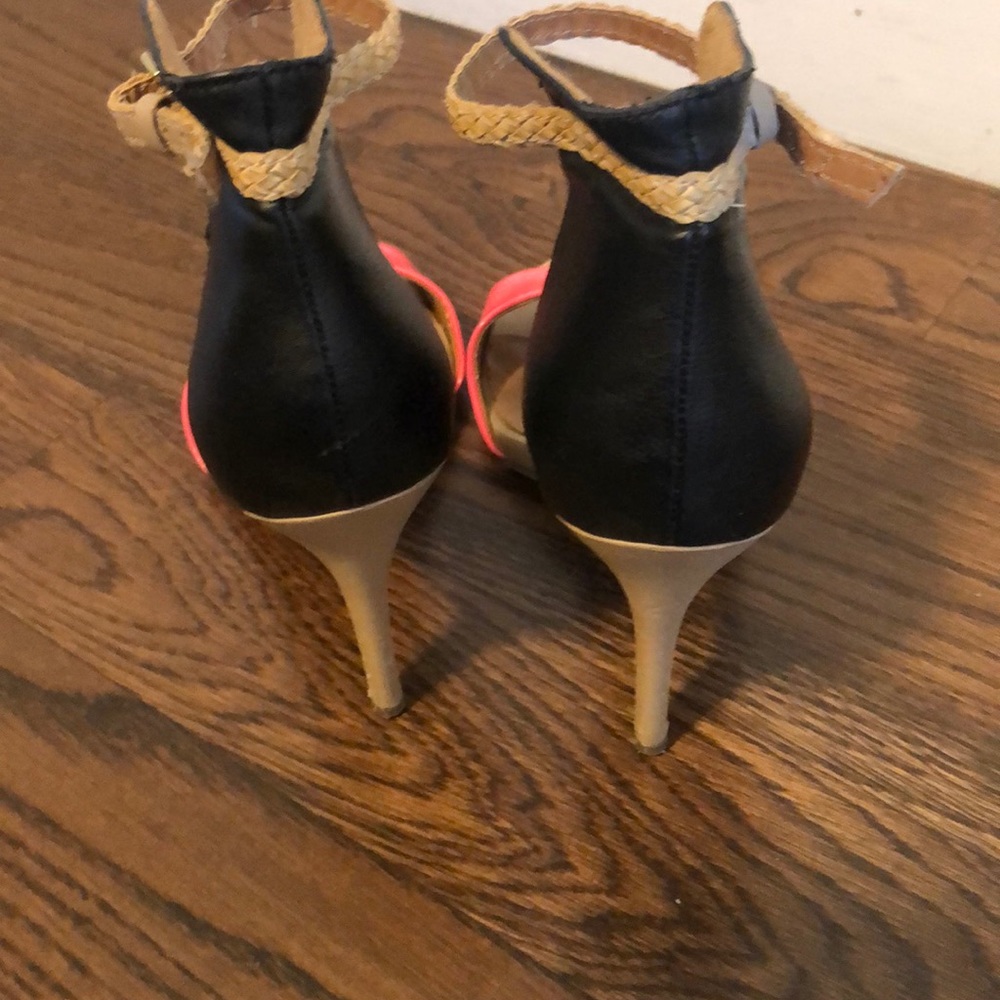 Pink and black heels